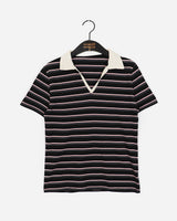 Mophol ウェスタンストライプPKカラー半袖Tシャツ