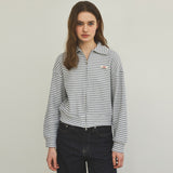 Stripe Tweed Waffle Zip-Up_Gray