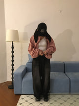 wide black denim pants (1color)