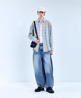 87-STAN083 Retro Plaid OverFit Pocket Long-Sleeved Check Shirt