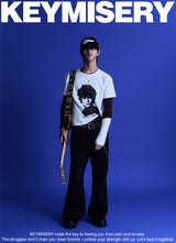 Unisex Human Print Crop T-shirt (Black)