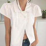 Way Collar Neck Cap Sleeve Short Sleeve Blouse Summer Jacket 2 Colors