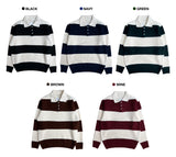 [UNISEX] タケハチダンガラストライプドカラーネックロングスリーブニット (5 colors)
