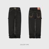 Ducks embroidery carpenter denim pants -1C