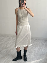Jacquard satin midi skirt
