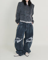 リンダブラシモヘアクロップ長袖ジャケット
