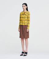Twisted Check High-neck Top _ YELLOW