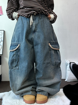 HIGH QUALITY 💍💎 LIP BALLOON PARACHUTE DENIM PANTS 🤎2 SIZE