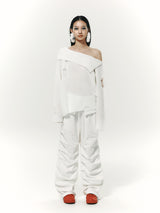 DAMAGE OFF SHOULDER KNIT WHITE