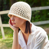 VZ Long Label Punching Knit Bucket Hat / Ivory