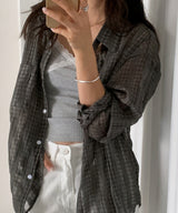 Beverly Sheer Air Wrinkle Pocket Oversized Long Sleeve Shirt 2 Colors