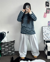 STRIPE OVER BOXY BOYFRIEND ロングスリーブTシャツ ❤💚🩵🧸4COLOR