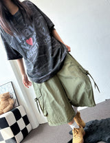 Riboni Crinkled Nylon Cargo Bermuda Shorts 3color