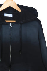Spray washed hood zip-up