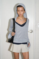 Sheer U-Neck Hoodie (Sky Blue)