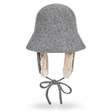 VA Curved Circle Logo Wool Blend Flap Bucket Hat / Melange Gray