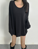 (BASIC ITEM♥/BEST VALUE♥) 3 COLORS ストレッチUネックルーズフィット長袖Tシャツ