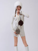Fluffy Tambourine Chain Bag - Brown