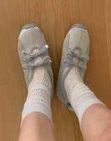 Double Ribbon Satin Flat Sneakers (2color)