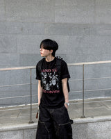 タッチグラフィックオーバーサイズハーフTシャツ