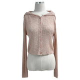  Breeze Layer See-through Button Hood Long Sleeve Knit Cardigan (4 colors)