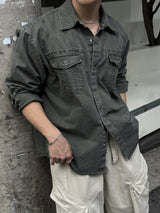 Carder dying washing cropped shirt