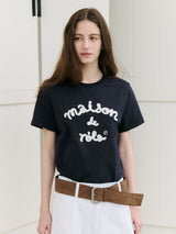 MAISON DE ROLA エンブロイダリーTシャツ ネイビー