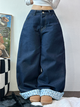 RIBBON🎀WIDE RIBBON ROLL-UP DENIM PANTS 🩵🎀