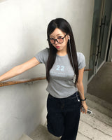 [MADE/7color] タイニーリブレタリング半袖Tシャツ