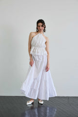 PEARL HALTERNECK TOP / WHITE