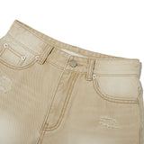 COLLECTION DAMAGE SHORT DENIM PANTS (BEIGE)