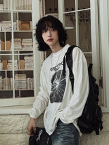 グローイングプリンティングベルベット長袖Tシャツ