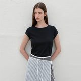 (T-7039)LAYLA PICOT STITCH SLIM TEE