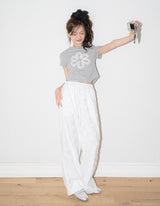 DELAY OFF LACE CROP TSHIRTS (MELANGE GRAY)
