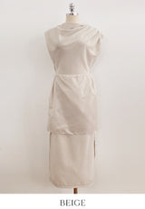 Celia Shirring Turdle Sleeveless Long One Piece