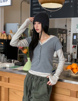 Or Stripe Layered SET - Short Sleeve, Hood