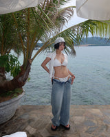 Punching eyelet strap bikini