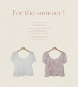 #Cancan Puff Shirring Short Sleeve Blouse (2color)