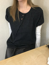 モノチェックパフブラウス (2c)