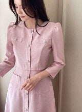 Elnis Three Quarter Tweed Flare One Piece