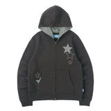  Stars Zip Up Hoodie - Charcoal