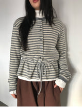 Fleece Stripe Frill Cardigan (4 Colors)
