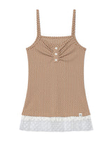 CHECKERED LACE SLEEVELESS(BROWN)