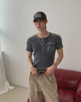 Brock Pigment Henley Neck Pocket Short Sleeve T-shirt