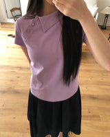 バティンピケアシンメトリーポイントショートスリーブTシャツ