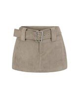 Suede Buckle Belt Mini Skirt