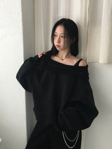 [Off-Shoulder Available] Robe Pintuck Big Hooded Sweatshirt (2c)
