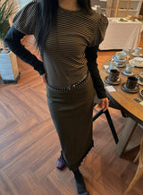 ストライプレイヤードパフTシャツ（3COL）