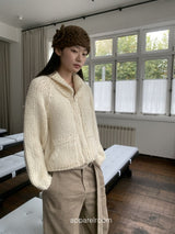 wool Thick Bold Knitwear Zip-Up Cardigan