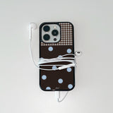 [MADE] [+MagSafe] ドットパッチスマホケース ブラウン (グラスブラックバンパー)